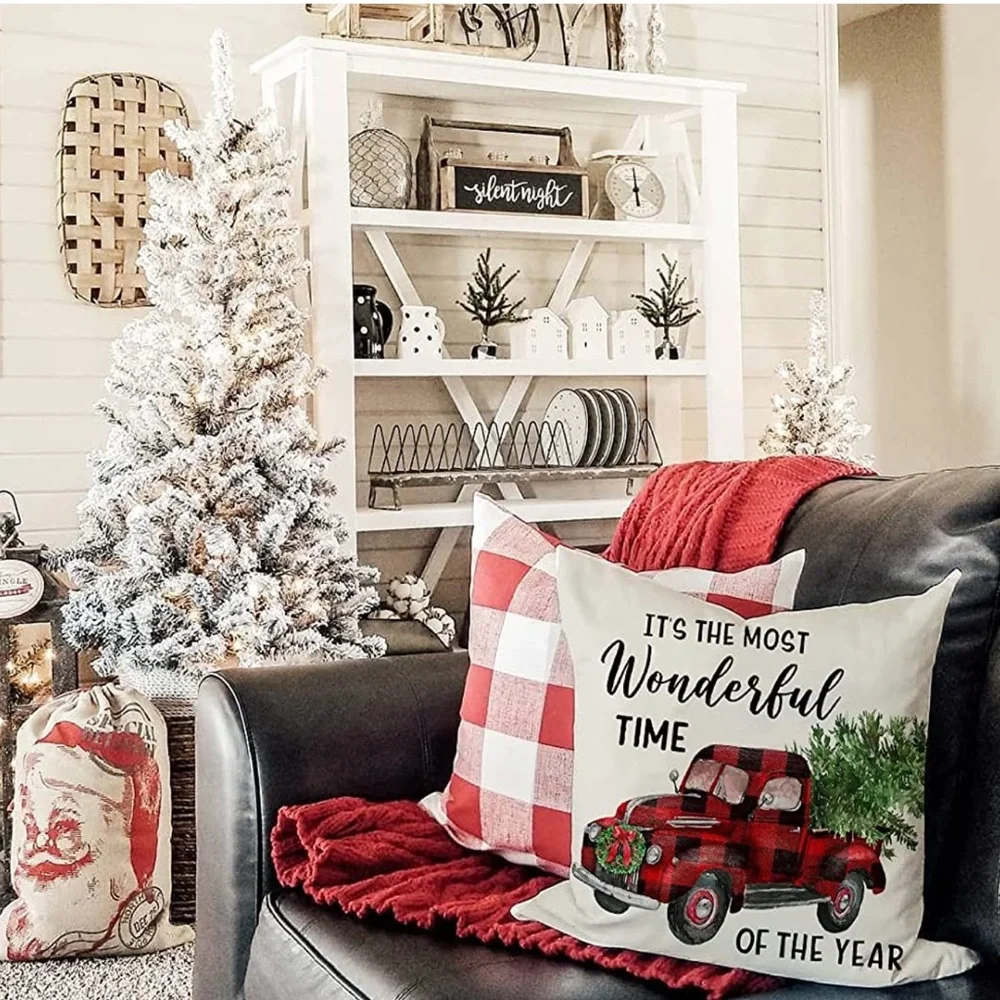Buffalo Plaid Check Christmas Pillow Covers 18x18 Set of 4 for Christmas